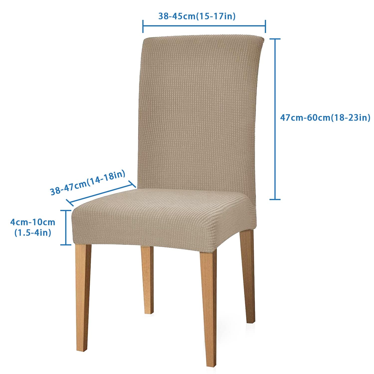Ebeta 6 pièces Housse de Chaise Housse de Chaise Décor Stretch-Housse Couverture de Chaise de matériau Spandex avec Bande élastique pour Un Ajustement (Sable, 6 pièces)