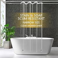 Vista 1 de Forro de Cortina de Ducha de Plástico Transparente de Tamaño Estrecho, 42x72 Pulgadas, Plástico Transparente Delgado y Liviano para Baño con Ojales