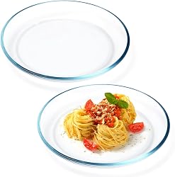NUTRIUPS 2 Pack Glass Plates, 22.9cm Clear Tempered Glass…