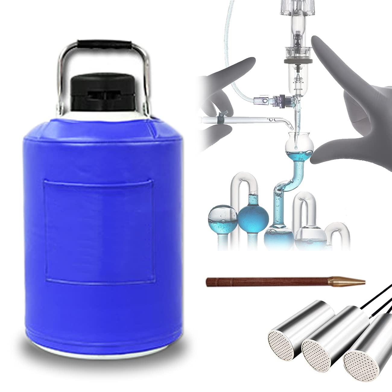 Aluminum Alloy Liquid Nitrogen Tank, Static Cryogenic Container, Rugged and Corrosion, Anti-Corrosion, Pen (without liquid nitrogen) for Beauty Freckle, Dry Ice Scene, Laboratory, Stage ,15L