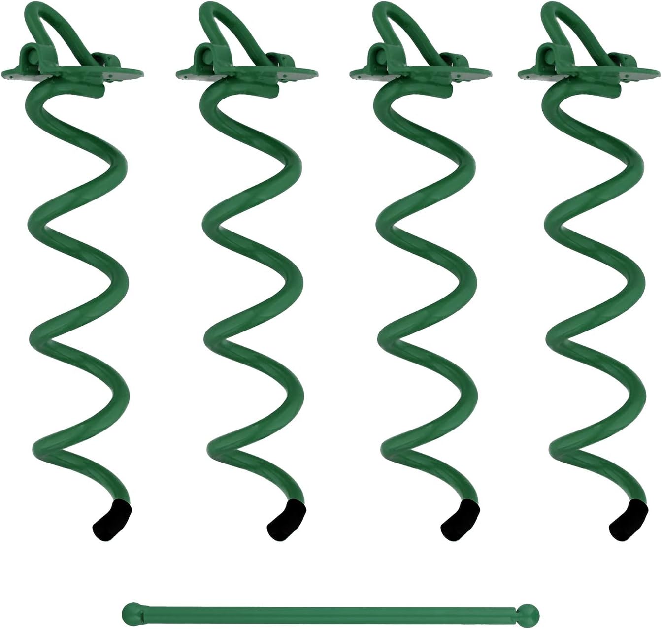 7Penn Spiral Ground Anchors - 10 Inch Green Tent Stakes Heavy Duty Ground Screw Anchor Twist Stakes, 4 Pack