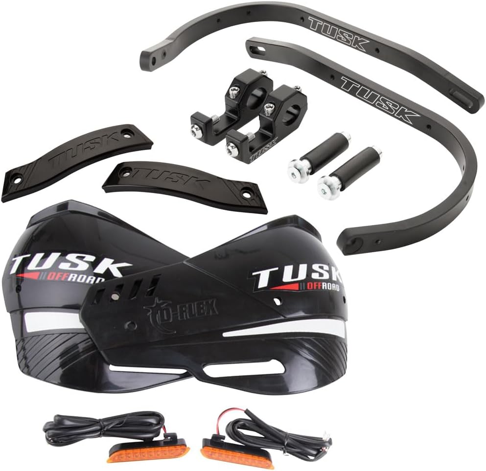 TUSK D-Flex Pro Adventure Handguards w/Turn Signals Black Bar/Black Plastics 1 1/8" Bars