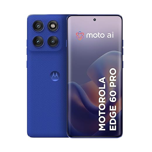Smartphone Motorola Edge 60 PRO 5G - 256GB 24GB (12GB RAM+12GB Ram Boost) Tela Quad-Curve moto AI 50MP Sony Camera ultrarresistencia militar IP68 + IP69 - Azul Marinho