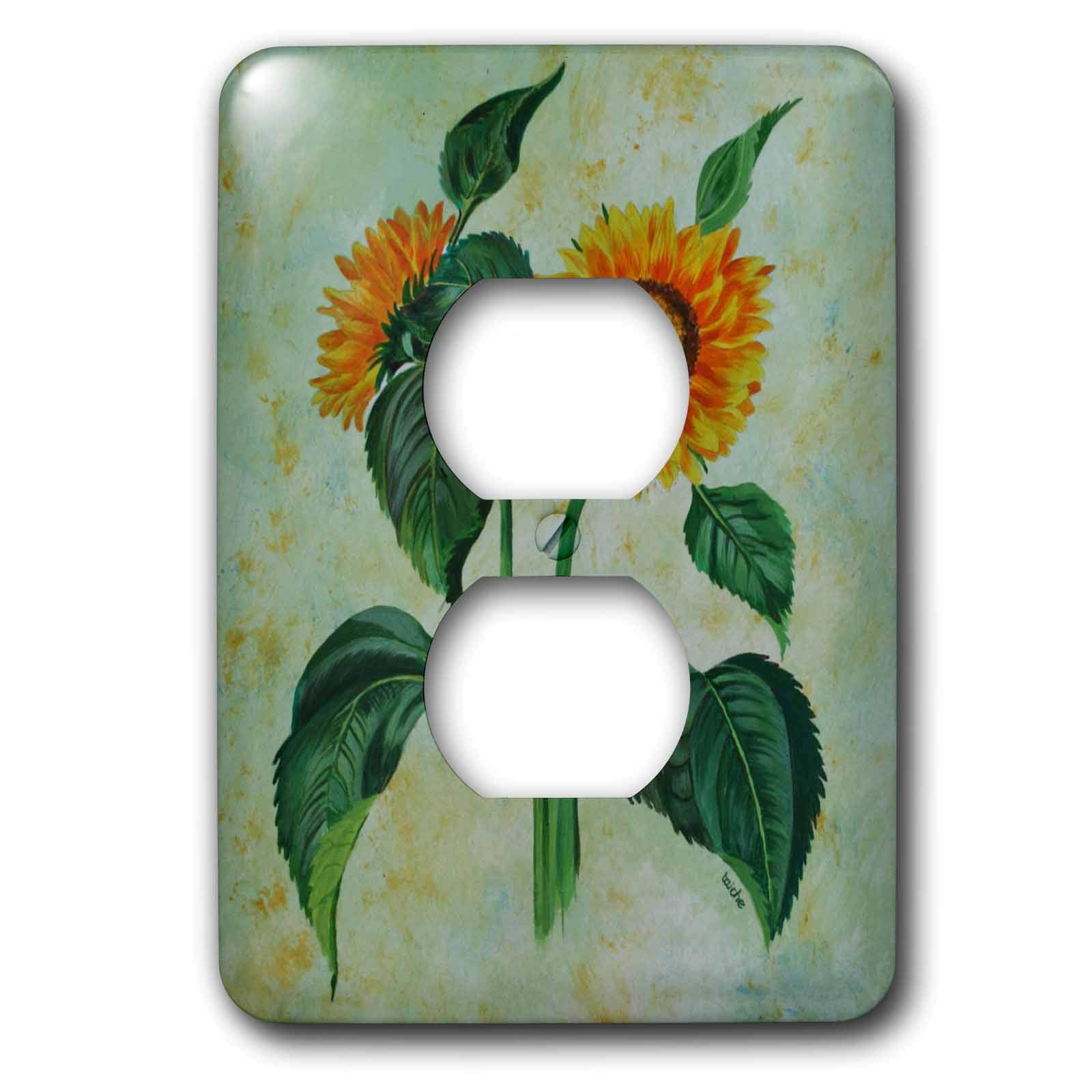Housse de sortie 2 prises decorative plaque murale motif tournesols 3dRose lsp_21429_6