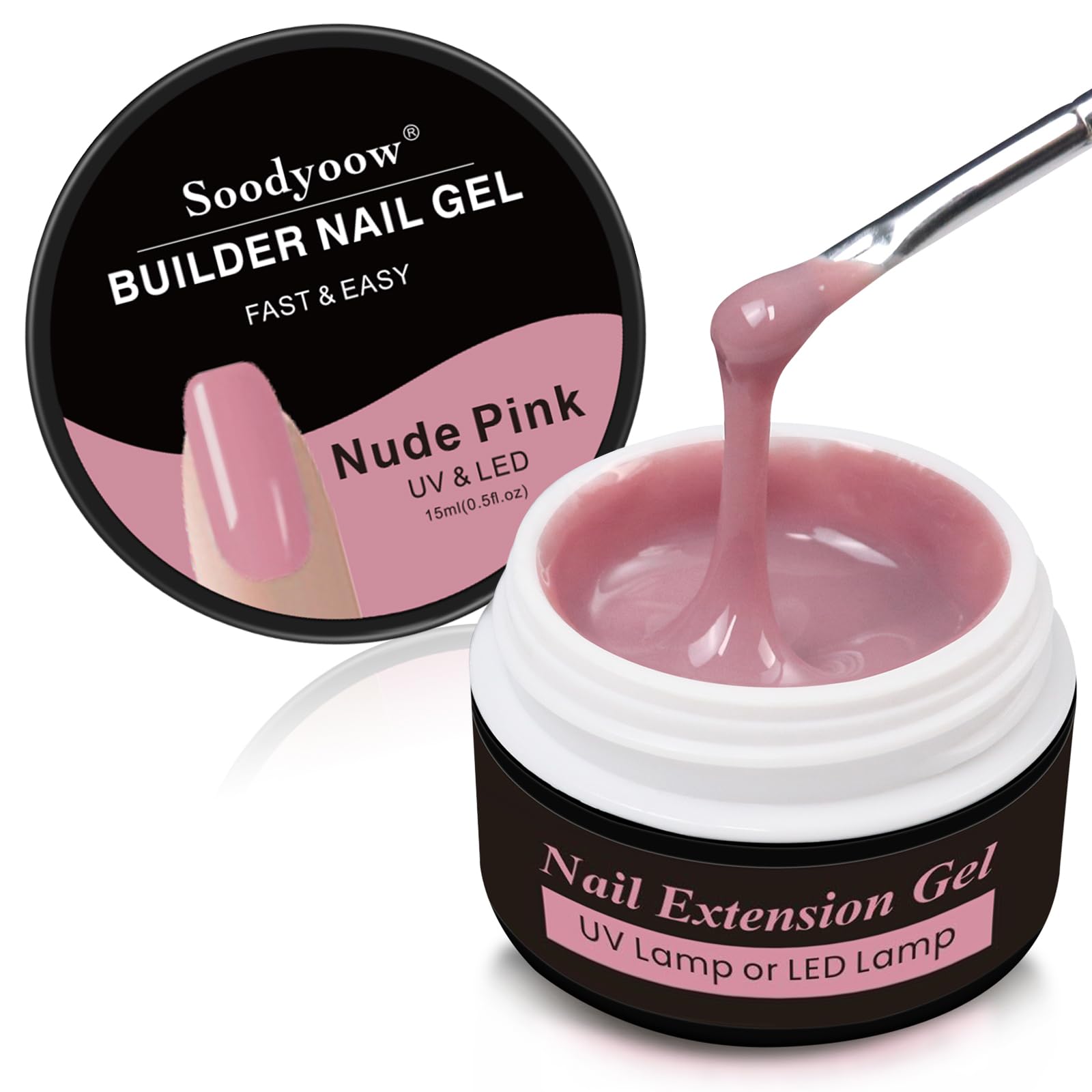 15 ML Gel Ricostruzione Unghie, Naturale Gel Monofasico per Ricostruzione Unghie, Allunga e Ripara(Nude Pink)