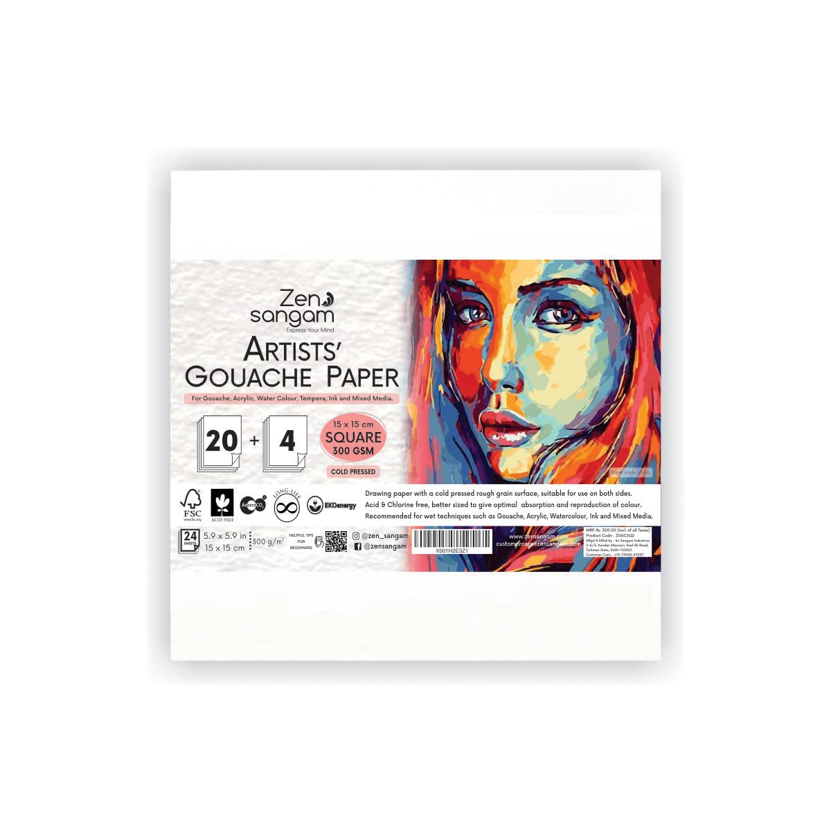 See full amazon price history chart for Zen Sangam Artists Gouache Papers Sheets, 300 GSM Cold Pressed Rough Grain Surface, Acid Free, Square Size (15x15cm - 24 Sheets) for Gouache, Watercolor, Acrylic, Ink and Mixed Media Zen Sangam Artists Gouache Papers Sheets, 300 GSM Cold Pressed Rough Grain Surface, Acid Free, Square Size (15x15cm - 24 Sheets) for Gouache, Watercolor, Acrylic, Ink and Mixed Media (B09MB1PZ73) Amazon Price History, Amazon Price Tracker