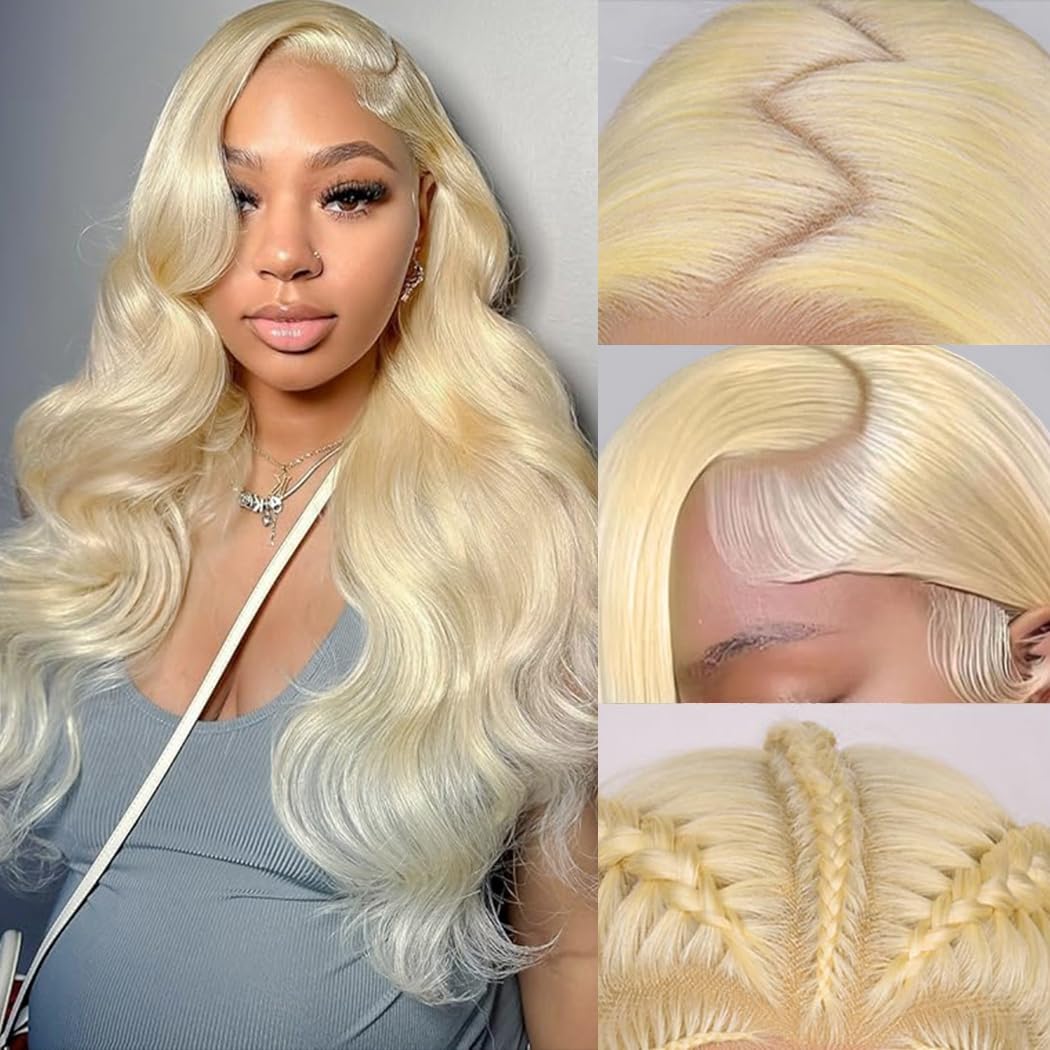 30in Honey Blonde Ombre 13x6 Lace Front Wigs Human Hair 200% Density Highlight Body Wave HD Lace Front Wigs Pre Plucked Glueless P4/27 Colored Wig for Women Average Cap Tangle Free
