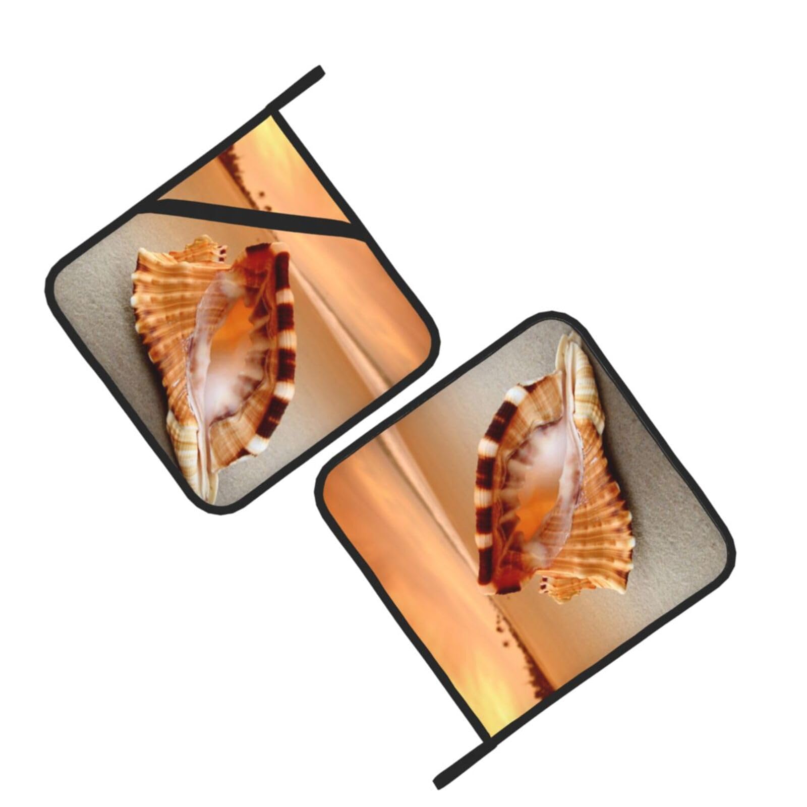 Sunset Over The Sea The Shell Conch Printed Oven Pot Holders Set of 2 Pcs Heat Resistant Kitchen Microwave Potholders for Cooking Baking Grilling