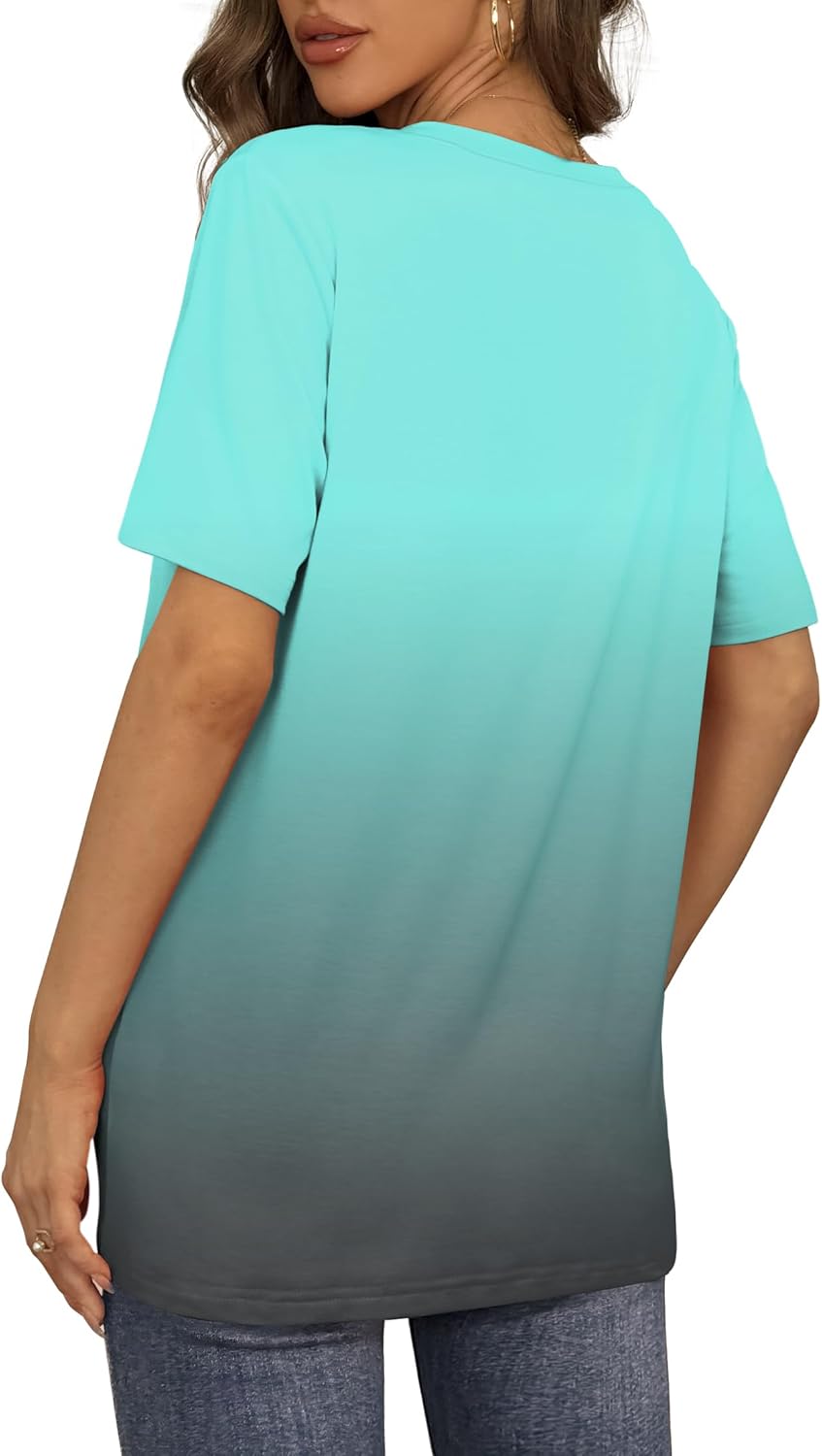 Aokosor Womens V Neck Short Sleeve T Shirts Summer Tops 2025 Casual Loose Tees Trending Now S-4XL - Image 5