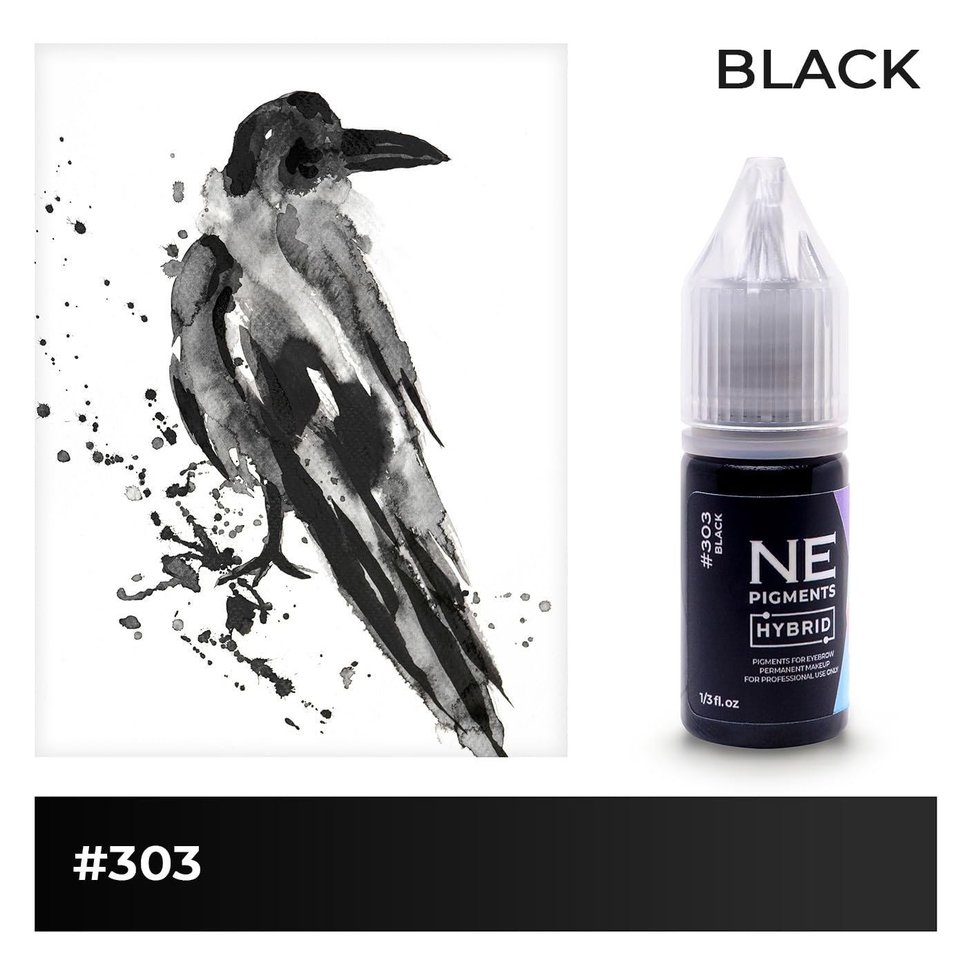 #303 Black Eyeliner - By Elena Nechaeva - Eyeliner Ink - Permanent Makeup - Professional Tattoo Pigment