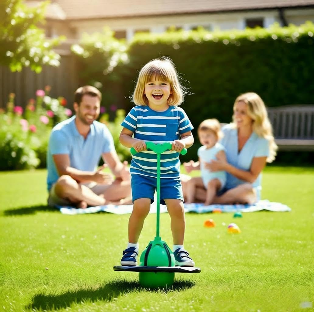 Pogo Ball con asas para niños y adultos, pelota de rebote Pogo Balance, tablero de truco Pogo para niñas y niños a partir de 6 años (verde-colorido)