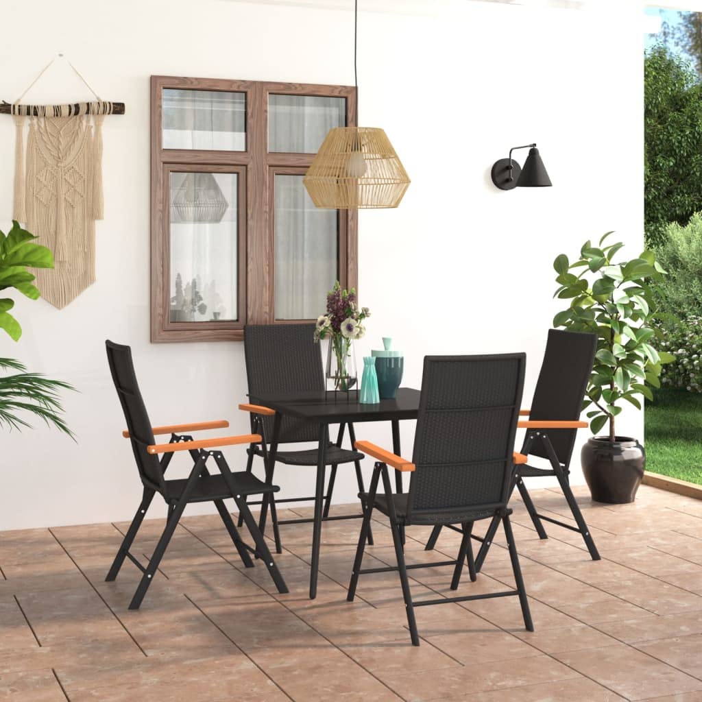 Terrassenmöbel Gartensofa Möbelsets Gartenlounge Set Loungemöbel 5-TLG. Garten-Essgruppe Schwarz und Braun