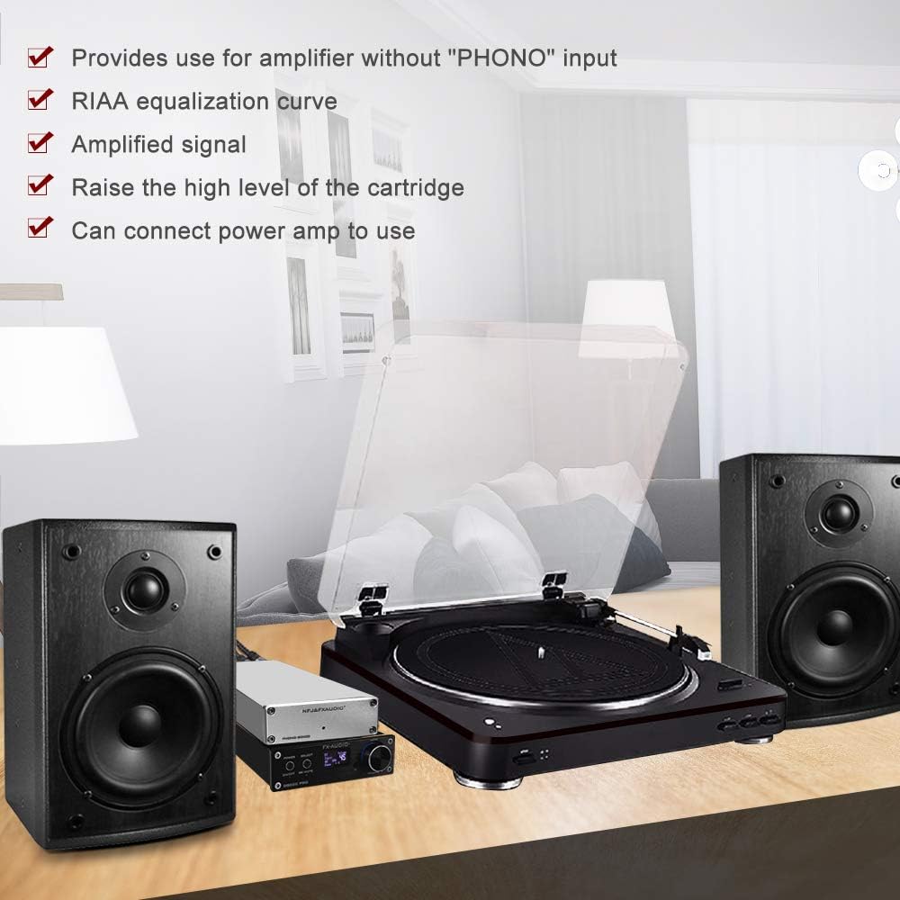 Get Discount Offer FX AUDIO MM/MC Phono Preamp Turntable Preamplifier RIAA Amplified Line Output Mini Stereo Audio Hi-Fi Phonograph Preamp with Ground for Vinyl Record Players Low Noise Operation(with Power Supply)