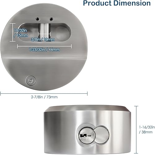 Miniatura 4 de HOX Cerradura de disco de acero inoxidable, candado de grillete oculto de grado militar, cerradura de puerta de remolque resistente a la intemperie