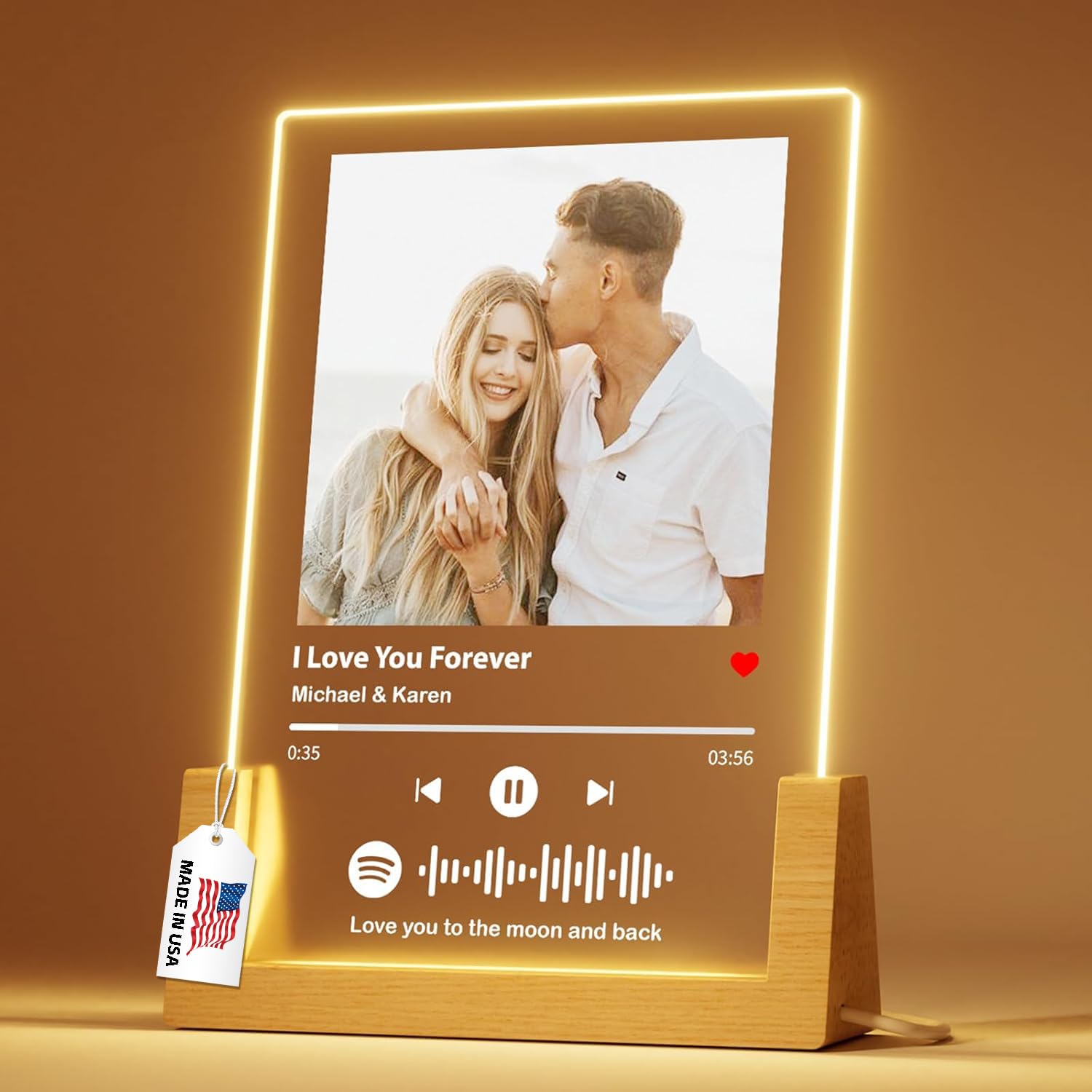 Bemaystar Spotify Plaque Custom Gifts - Acrylic Song Plaque with Picture - Personalized Gifts for Boyfriend Girlfriend Couple - Customized Valentines Day Gifts for Him Her, 7Lx5W