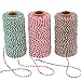 Sunmns 3 Roll Christmas Twine Cotton String Rope Cord for Gift Wrapping, Arts Crafts, 984 Feet (Multicolor A)