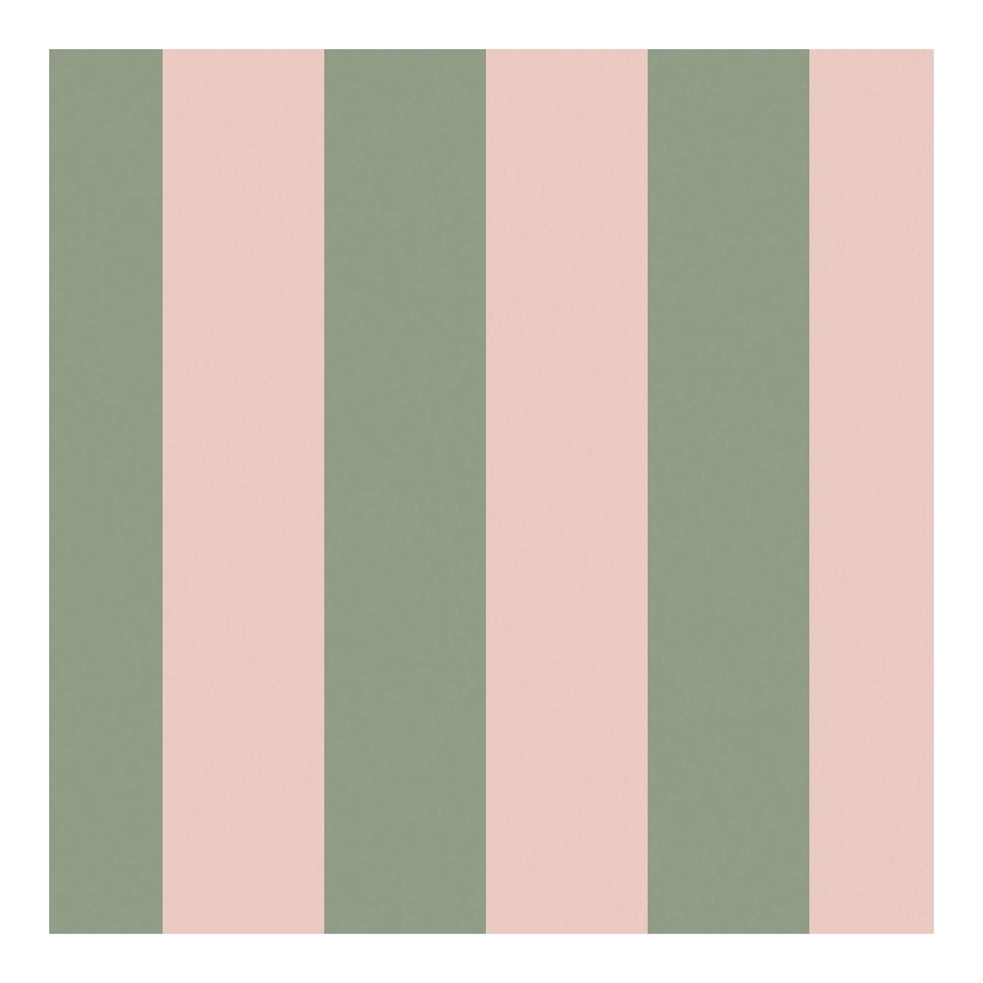Graham & Brown Cath Kidston Canopy Stripe Green & Pink Wallpaper | Paste the Wall Application | Multi Floral | Eco-Friendly