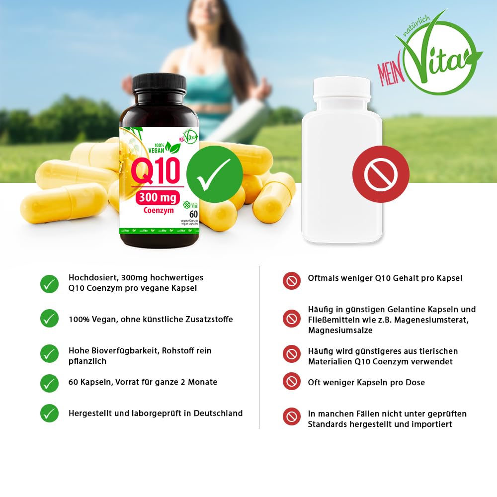 Coenzym Q10 300 mg Kapseln, 60 vegane Kapseln | glutenfrei, ohne Gelatine, aus Fermentation