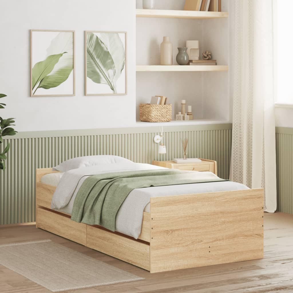 vidaXL Estructura de Cama con cajones Roble Sonoma 90x200 cm