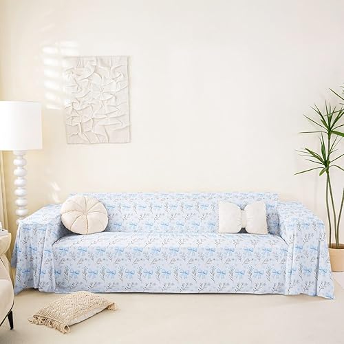 Vista 26 de Erosebridal Funda de sofá Kawaii de 71 x 102 pulgadas, con lazo de cinta, antideslizante, bonito color rosa, con lazo de princesa, protector de sofá