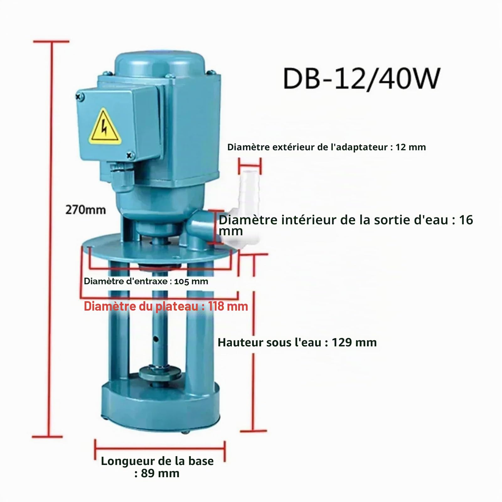 VARNOK Pompe de refroidissement pour machine-outil Pompe à huile pour tour Pompe électrique pour rinçage et refroidissement 220 V 380 V 40 W 12 l/min, Classique, Cuivre
