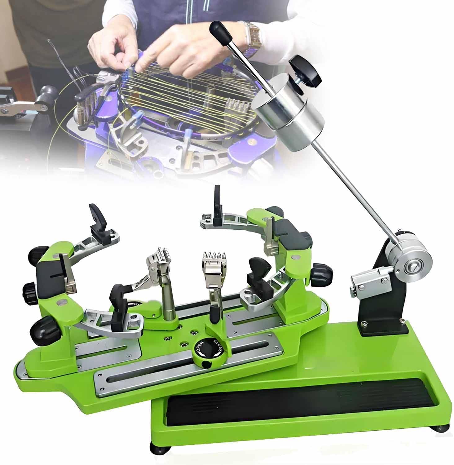 Badminton and Tennis Racket stringing Machine,Tabletop Stringing Machine, 6-Point Fixing, Racket Rotation, Anti-Slip Tool for efficient restringing Blue