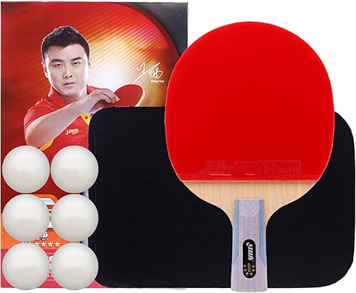 LINGOSHUN Juego de raqueta de tenis de mesa, pala de ping pong ofensiva con bolsa de raqueta portátil, goma aprobada por ITTF para juego de torneos
