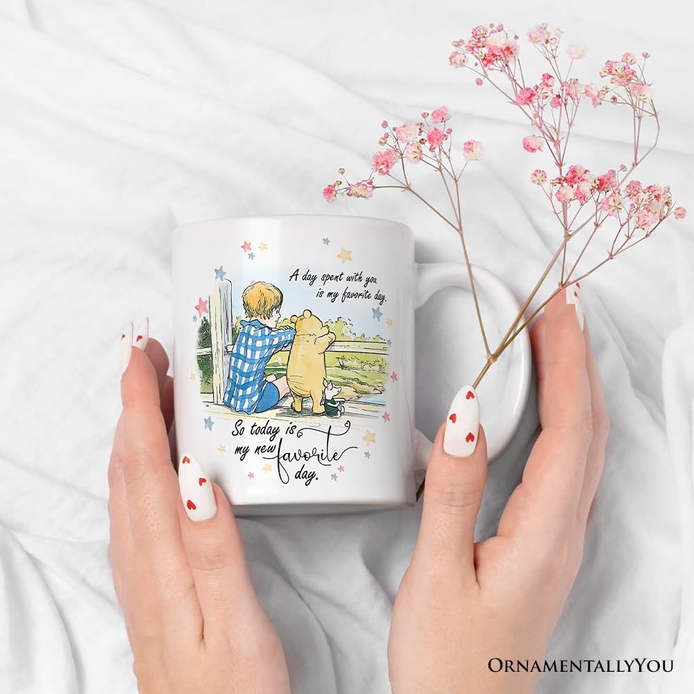 A Day with You is My Favorite Personalized Mug, Pooh Bear's Sentimental Quote with Custom Name (Non-Customizable) image 3
