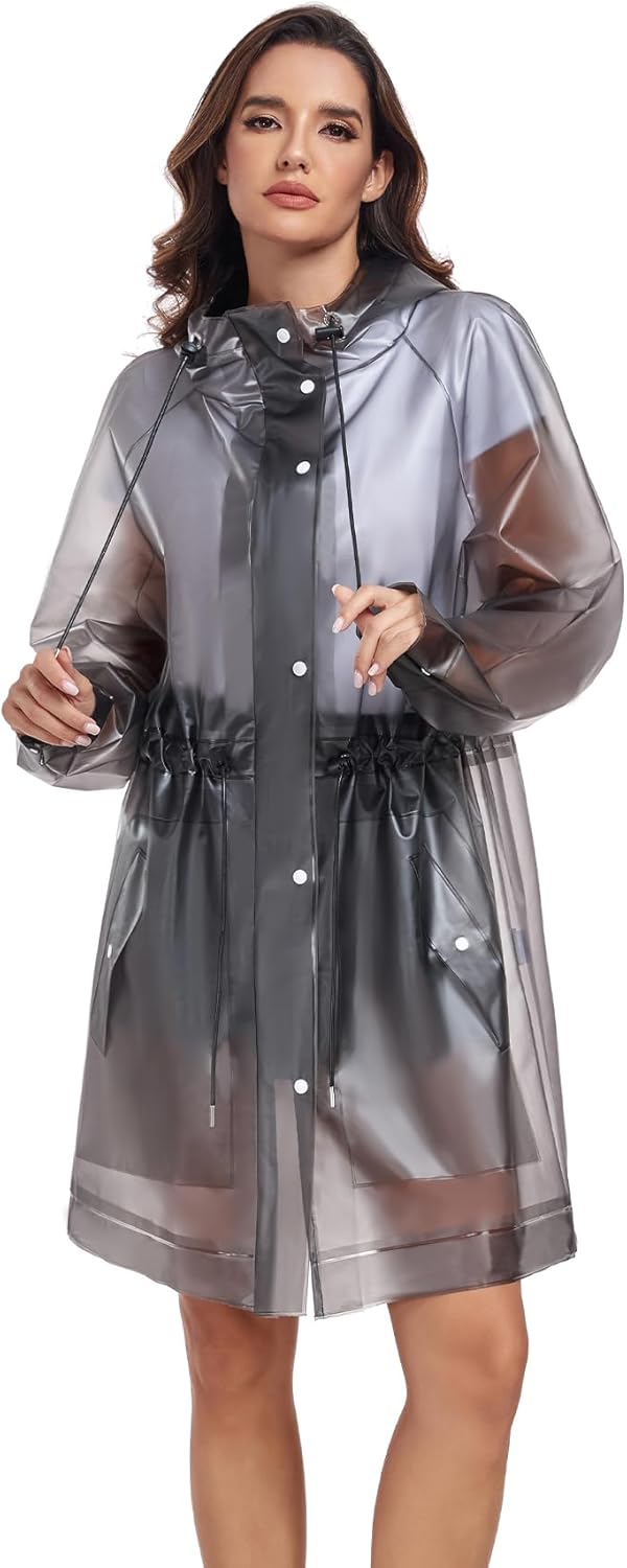 Rain Ponchos Transparent Raincoat Plus Size L-Rain TPU Clear Rain