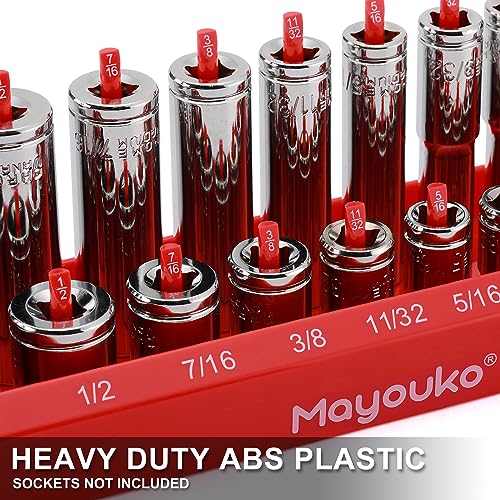 Mayouko 8PCS 1/4\", 3/8\", 1/2\"Drive SAE & Metric ABS Socket Oganizer Set, Total 176 Posts, Deep & Shallow Socket Storage for Toolboxes, Socket Holder Tray for Drawer