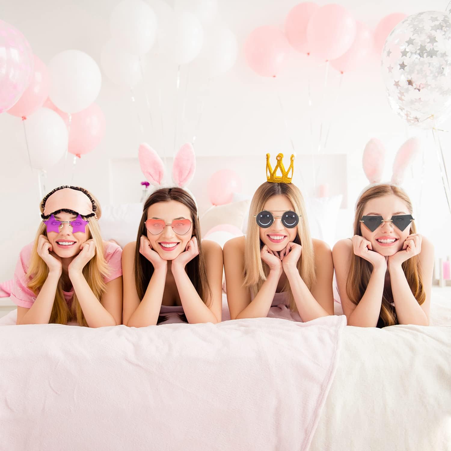 Fun Sunglasses - 9 Pcs Irregular Party Sunglasses Pack Heart Butterfly Cloud Rimless Mushroom Star Shaped Disco Party Glasses for Adults Funny Photo Booth Props