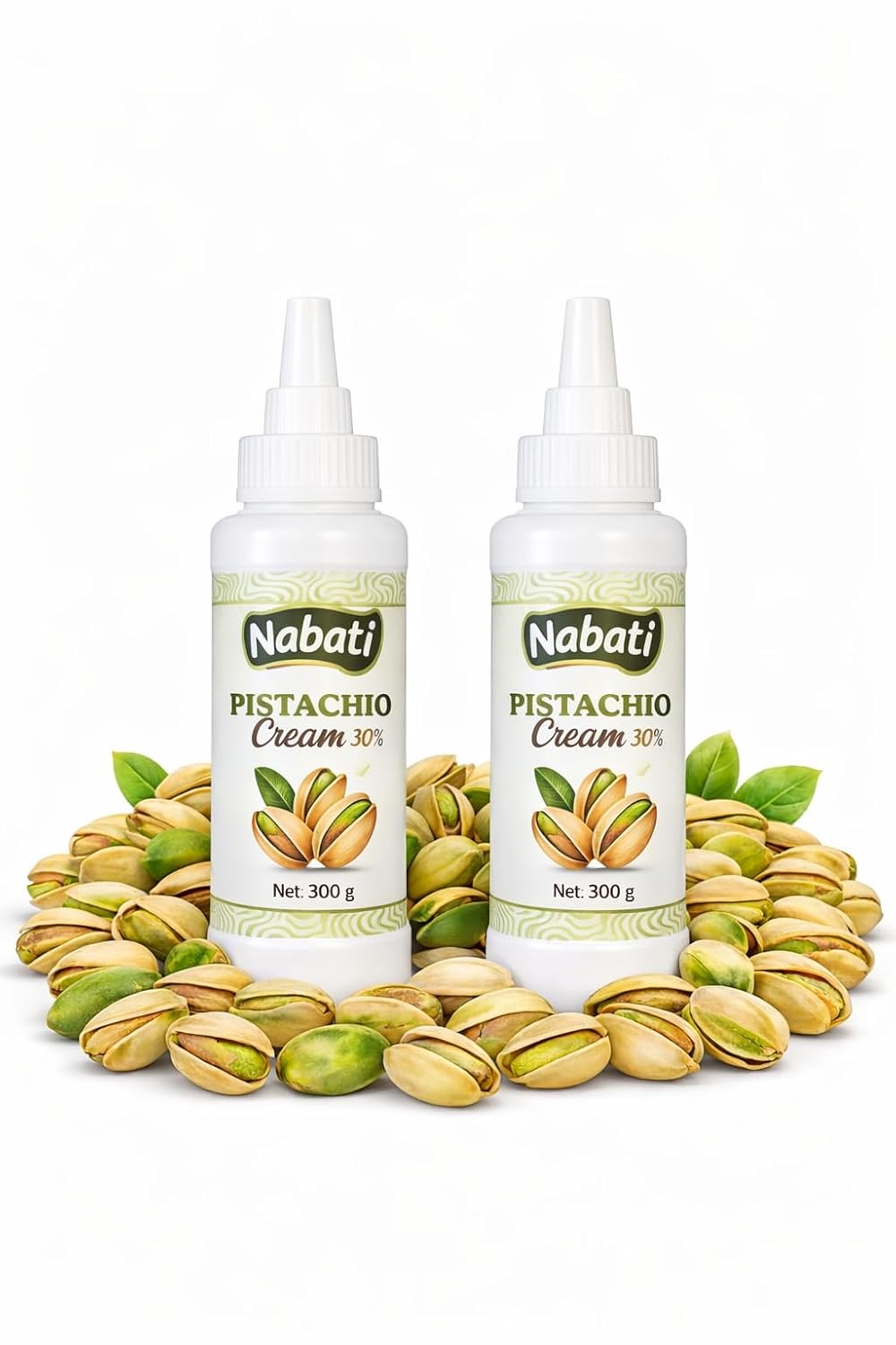 Nabati Pistachio Cream, 300g, Premium Nut Spread, 30% Pistachio Cream, Set of 2