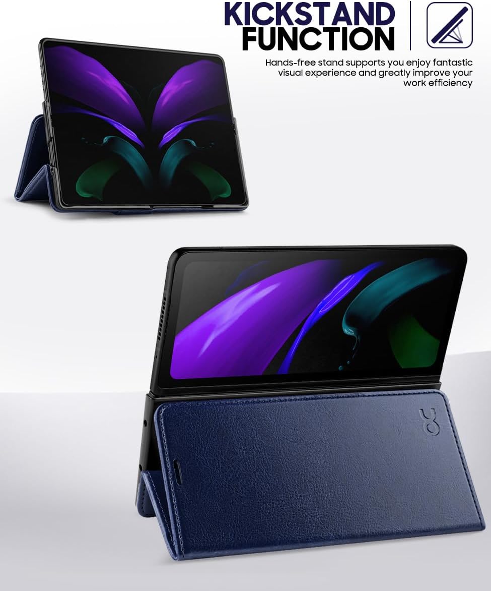 OCASE for Galaxy Z Fold7 Wallet Case, PU Leather Flip Folio with Card Slots, RFID Blocking, Kickstand & Wrist Strap, Phone Cover for Galaxy Z Fold 7 2025, Blue