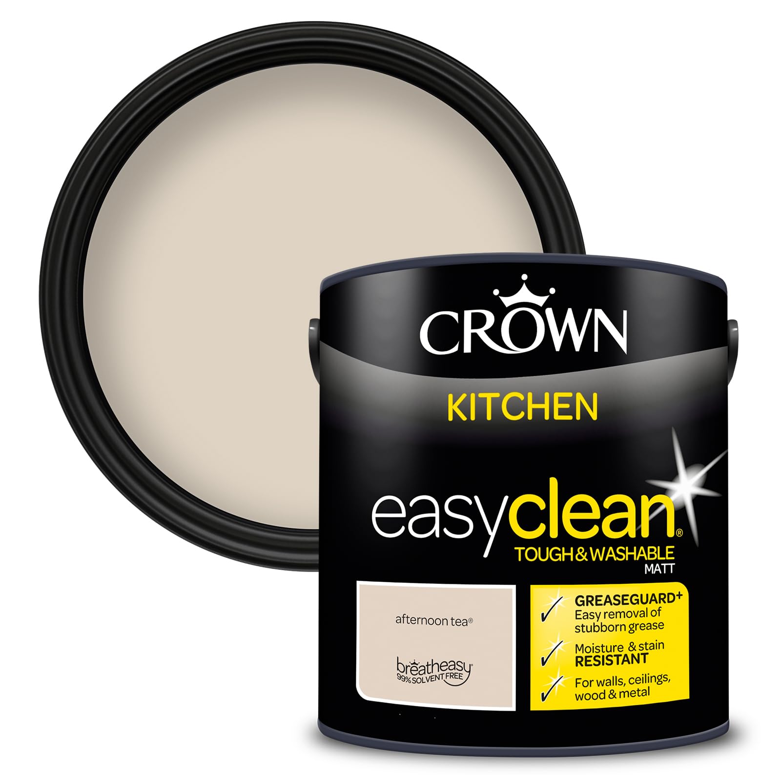 Crown EASYCLEAN Beige Kitchen Paint - Matt Wall Paint 2.5L