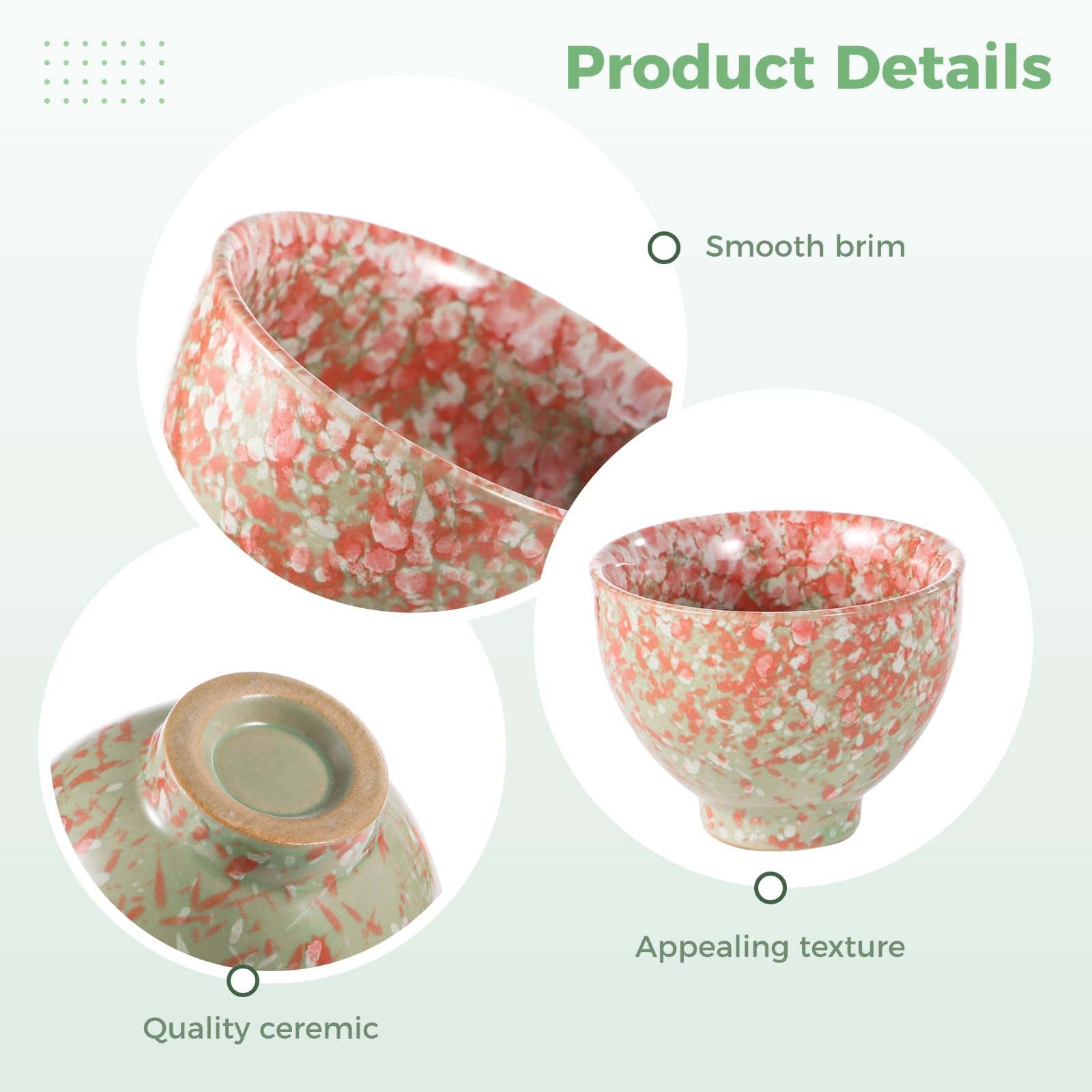 OMISTAR Juego de 6 tazas de té de cerámica sin asas, juego de tazas de té tradicional chino Kung Fu, tazas de té estilo japonés, 70 ml