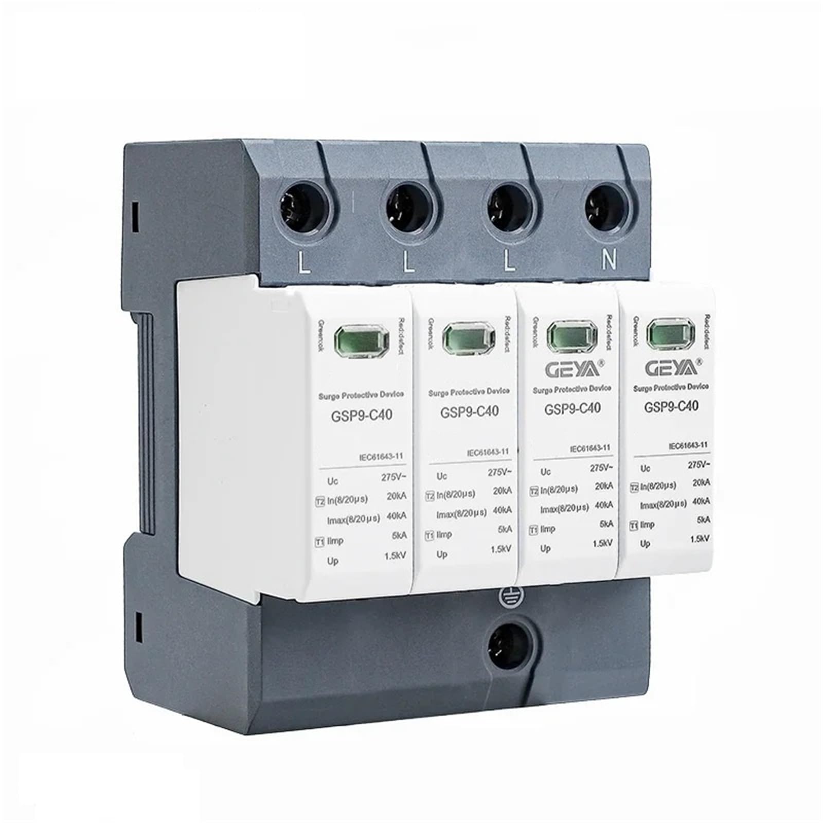 Parasurtenseur GSP9 4 pôles élimine les risques de surtension AC 385V 40KA
