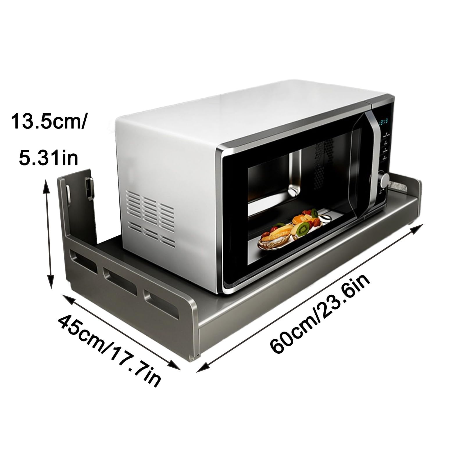 Étagère Murale En Métal Pour Four à Micro-ondes - Acier Carbone, Gris, Tailles 40x50 Cm à 45x60 Cm - Support Robuste Pour Cuisine