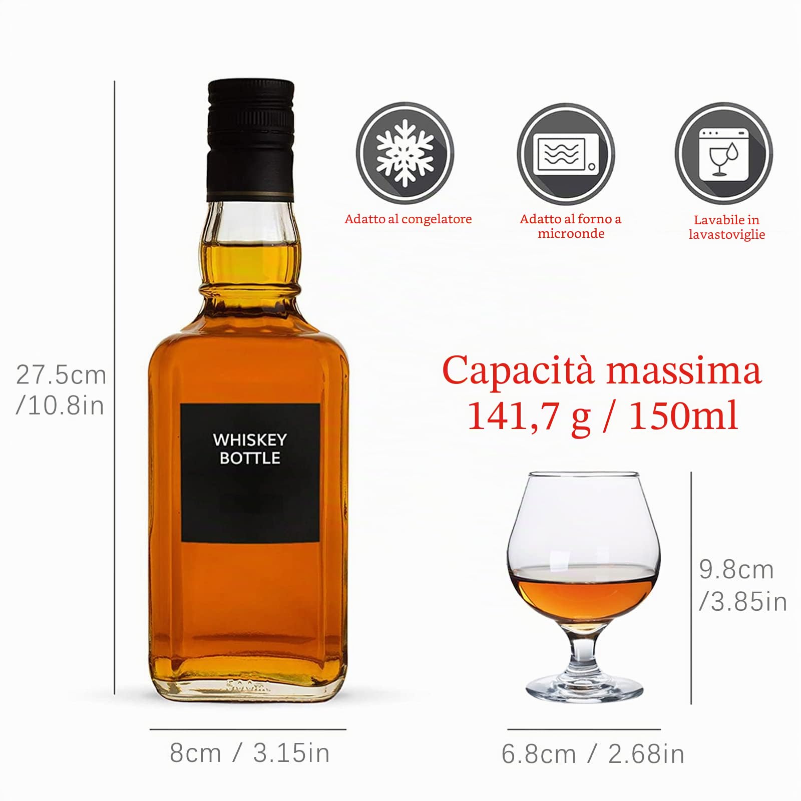 Bicchieri da shot da 150 ml, set di 6 graziosi bicchieri da brandy cognac, trasparenti da shot, mini bicchiere da brandy