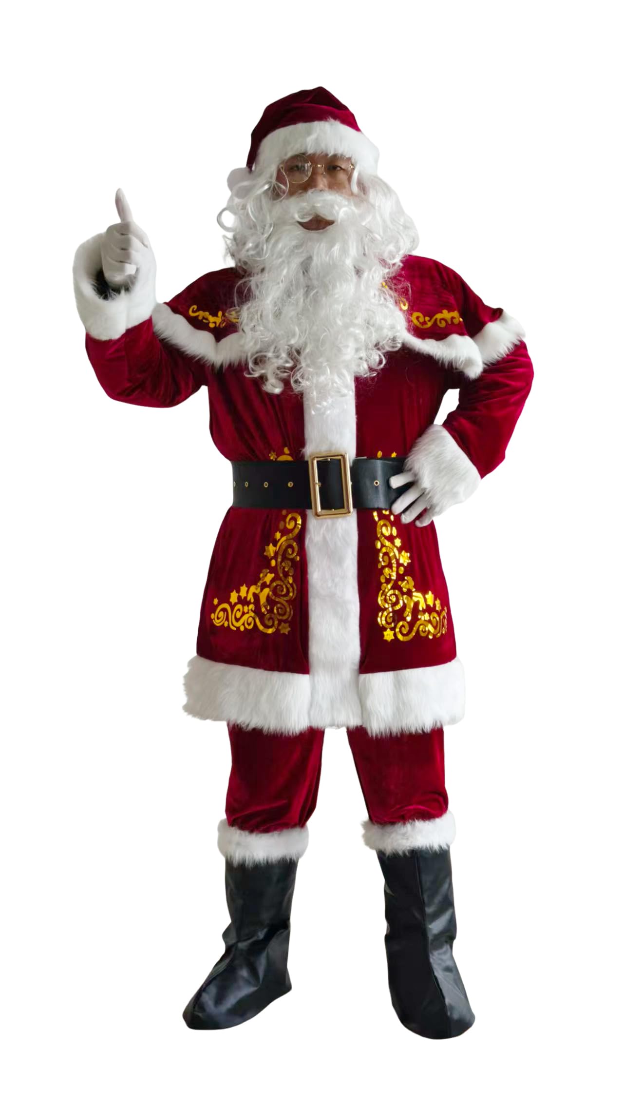 Costume de Père Noël pour Hommes Complet de Déguisement Vêtement de Père Noël Hommes Adulte（L