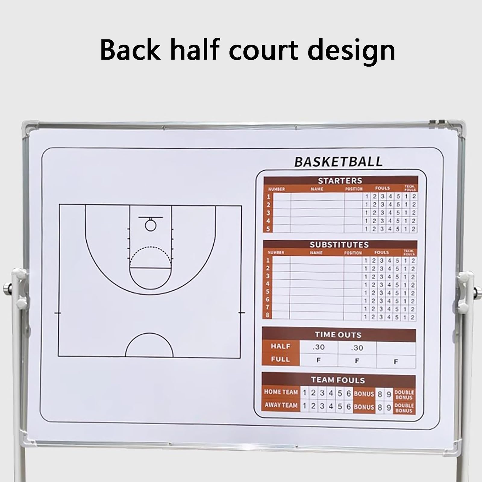 Lavagna Tattica per Basket A Doppia Faccia, Lavagna per Allenatori Basket | Con Ruote Girevoli, Altezza Regolabile, per Scuole e Club