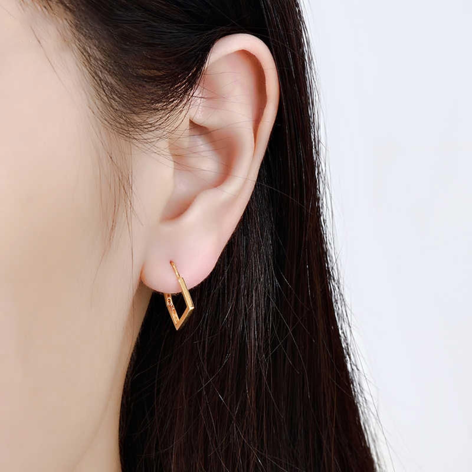 Creole Hoop 9K/14K/18K żółte złoto, geometryczne kolczyki na Boże Narodzenie, prawdziwe kolczyki chłopięce 750/585/375 złoto