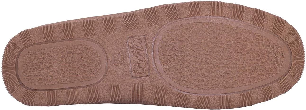 Rj's Fuzzies Cloud Nine Men’s Romeo Sheepskin House Slippers - Pull-on Suede Leather Upper with TPR Sole for Cozy Indoor & Light Outdoor Wear