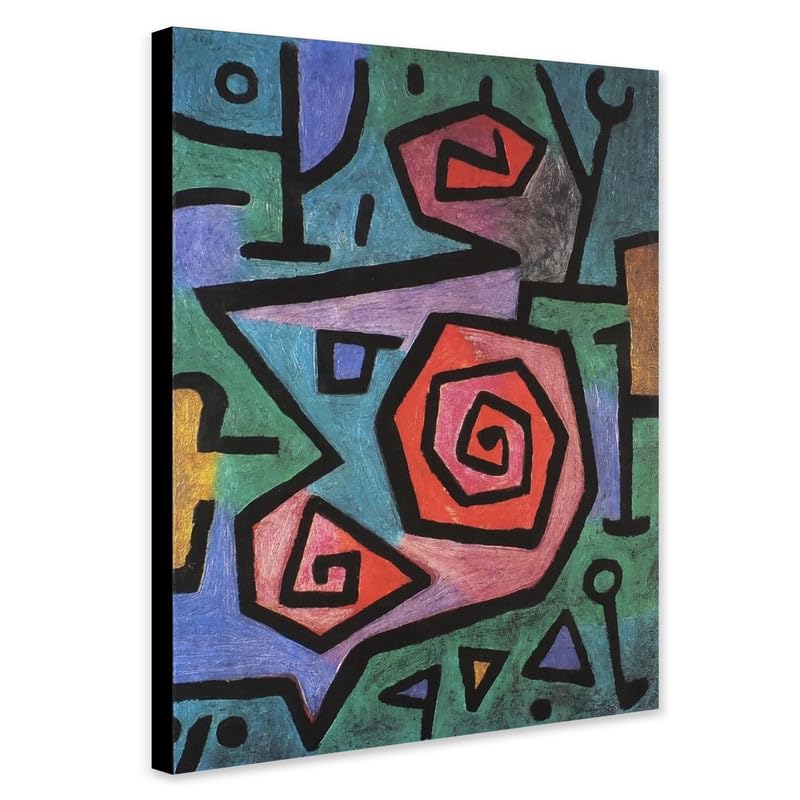 Heroic Roses Abstract Floral Wall Art by Paul Klee - Wrapped Framed Canvas Wall Art (A3 [16 x 12 inch / 41 x 30 cm]) — image 1