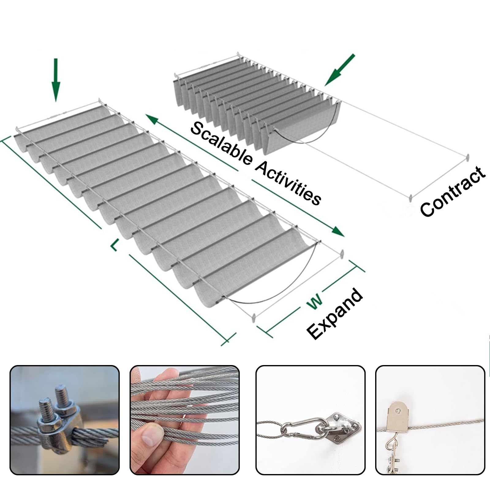 Voile d'ombrage rétractable en forme de U, anti-UV pour une utilisation polyvalente sur les patios, terrasses, arrière-cours et jardins