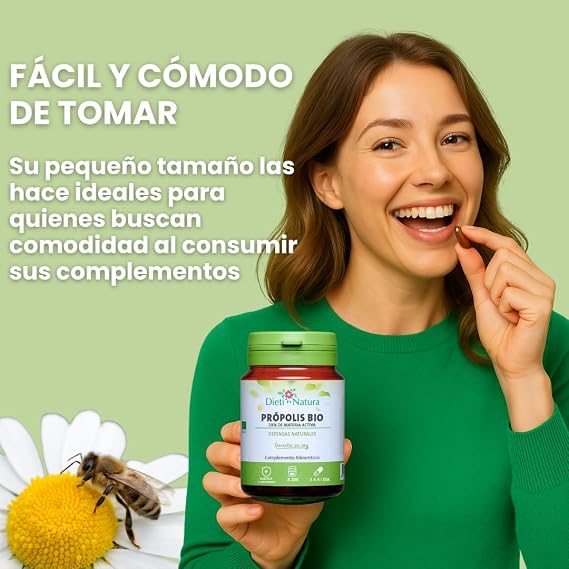 Dieti Natura Propolis BIO 18% Active Matter - Pure Natural Propolis for Immune Defenses - Antibacterial and Antioxidant Properties - Certified Beehive Product (60 BIO CAPSULES)