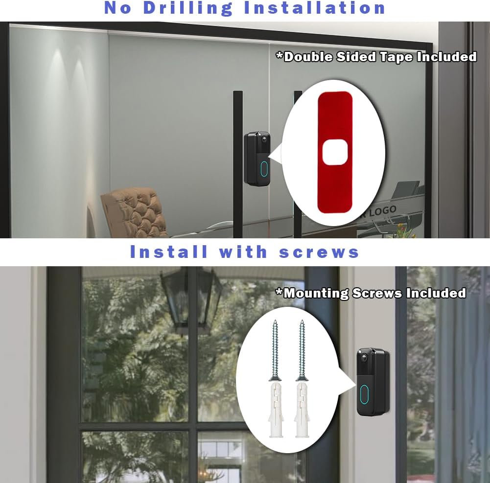 All-New Blink Doorbell Corner Mount, No-Drill Mounting Bracket Adjustable Angle (15/30/45 Degrees) Mount for Blink Video Doorbell Camera (1st & 2nd Gen), Black