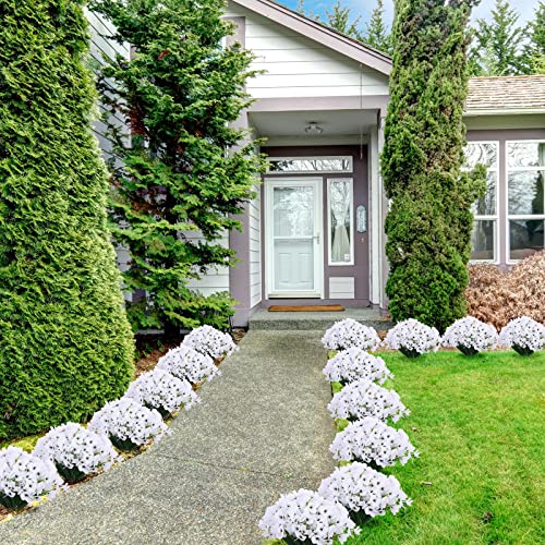 Jutom 24 Pcs Bundles Artificial Flowers Hydrangea Silky Flowers Uv Resistant Fake Flowers For Decoration Indoor Outdoor Artificial Plants Uv Resistant Floral Greenery Shrubs Plants For Garden (White) #TOP2