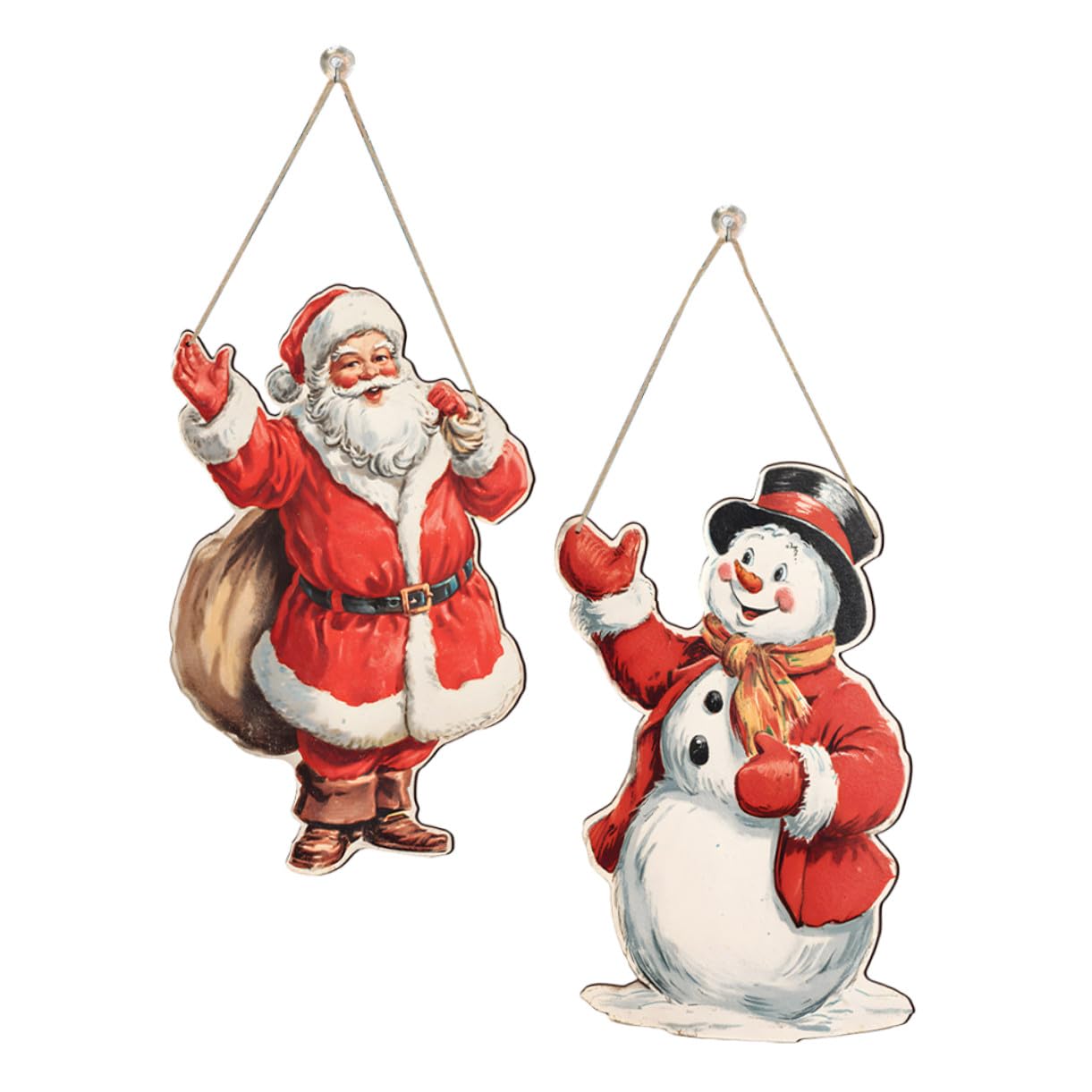 Cabilock 2stücke Weihnachtsmann-schneemann-türhänger aus Holz von Winter-türschild mit Schneeflocken-Design für Veranda und Haustür-Dekoration