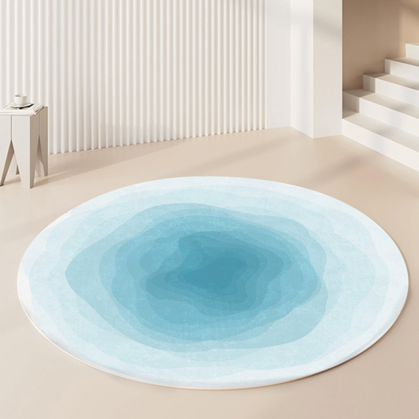 Tapis de salon style nordique rond dégradé doux pour décoration de chambre