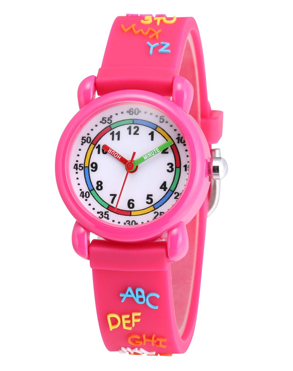 Jewtme Cute Toddler Children Kids Watches Ages 3-8 Analog Time Teacher 3D Silicone Band Cartoon Watch for Little Girls Boys